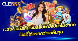 1.3% โบนัสคืนเงินสล็อต